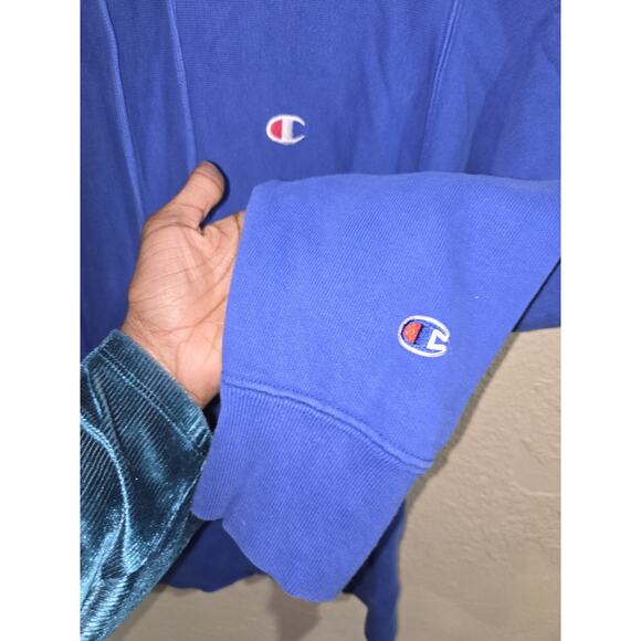 Champion Reverse Weave Thick Winter Hoodie Pullover, Blue, Size Medium - Picture 5 of 7